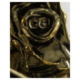 Colorful Enamel & Rhinestone Santa Sleigh Gold Plated Base Metal Brooch .