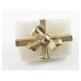 AVON White & Gold Tone Base Metal Present Lapel Pin.