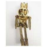 AVON Christmas Nutcracker Toy Soldier Gold Plated Base Metal Brooch . Legs & Arms Swing