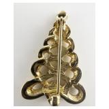 AVON Christmas Tree With Rhinestone Star gold Plated Base Metal Brooch .