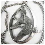 Wallace (W)  ***Peace On Earth*** 1972 Dove Birds !!!!Weight!!!!! Sterling Silver Pendant Necklace .