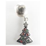 IBB (Italy) Christmas Tree Rhinestone Sterling Silver Pendant Or Charm.