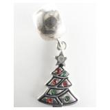 IBB (Italy) Christmas Tree Rhinestone Sterling Silver Pendant Or Charm.