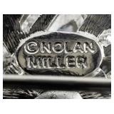 NOLAN MILLER Blue Rhinestone Snowflake Silver Tone Base Metal Brooch