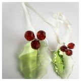 Swarovski Set of two 200 6 Crystal Holly Leaf Ornament .