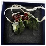Swarovski Set of two 200 6 Crystal Holly Leaf Ornament .