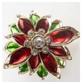 Monet Vintage Poinsettia Base Metal Brooch .