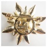 Monet Vintage Poinsettia Base Metal Brooch .