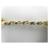 JOAN RIVERS Green Rhinestone Gold Plated Base Metal Hinged Wire Dangle Earrings.