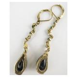 JOAN RIVERS Green Rhinestone Gold Plated Base Metal Hinged Wire Dangle Earrings.