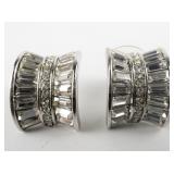 NOLAN MILLER Glamour Collection Explosive Hoop Baguette Rhinestone silver Tone Base Metal Pierced Earrings .