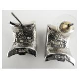 NOLAN MILLER Glamour Collection Explosive Hoop Baguette Rhinestone silver Tone Base Metal Pierced Earrings .