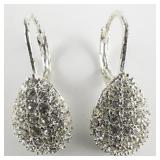 JOAN RIVERS Festive Rhinestone Drop Silver Tone Base Metal Hinged Wire Earrings.