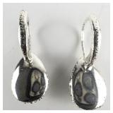 JOAN RIVERS Festive Rhinestone Drop Silver Tone Base Metal Hinged Wire Earrings.