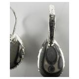 JOAN RIVERS Festive Rhinestone Drop Silver Tone Base Metal Hinged Wire Earrings.