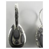 JOAN RIVERS Festive Rhinestone Drop Silver Tone Base Metal Hinged Wire Earrings.
