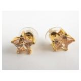 JOAN RIVERS Champaign Cz Star Cut gold Tone Base Metal Stud Earrings .