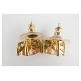 JOAN RIVERS Champaign Cz Star Cut gold Tone Base Metal Stud Earrings .
