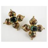 JOAN RIVERS Russian Cathedral Church Cross Dome Gold Tone Base Metal Clip-On Earrings .