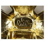 JOAN RIVERS Russian Cathedral Church Cross Dome Gold Tone Base Metal Clip-On Earrings .