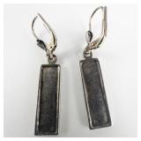 Clover Green Enamel sterling Silver Hinged Wire Dangle Earrings.