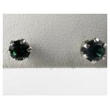 Group of 4  Red, White, Purple, & Green Rhinestone silver Tone Base Metal Stud Earrings .