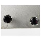 Group of 4  Red, White, Purple, & Green Rhinestone silver Tone Base Metal Stud Earrings .