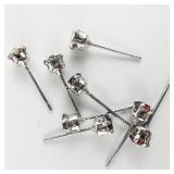 Group of 4  Red, White, Purple, & Green Rhinestone silver Tone Base Metal Stud Earrings .