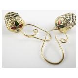 Meenakari Red & Green Barrel Ornamental gold Tone Base Metal French Wire Earrings .