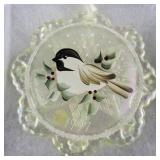 Fenton  1997 Chickadee Ornament . Boxed.