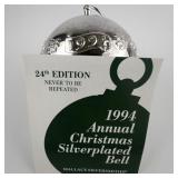 Wallace Silversmiths  1994 "Festive Bells" silver plate Christmas Sleigh Bell Ornament . 24th Edition