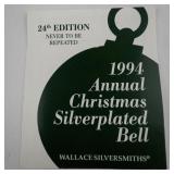 Wallace Silversmiths  1994 "Festive Bells" silver plate Christmas Sleigh Bell Ornament . 24th Edition