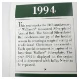 Wallace Silversmiths  1994 "Festive Bells" silver plate Christmas Sleigh Bell Ornament . 24th Edition