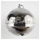 Wallace Silversmiths  1980 "Candles & Holly" silver plate Christmas Sleigh Bell Ornament .