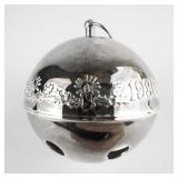 Wallace Silversmiths  1980 "Candles & Holly" silver plate Christmas Sleigh Bell Ornament .