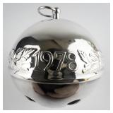 Wallace Silversmiths  1978 "Legendary Christmas Rose" silver plate Christmas Sleigh Bell Ornament .