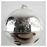 Wallace Silversmiths  1982 "Fluffy Mittens, Swift Skis & Playful Sleds" silver plate Christmas Sleigh Bell Ornament .