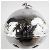 Wallace Silversmiths  1991 "Poinsettias" silver plate Christmas Sleigh Bell Ornament . 21st Edition