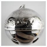 Wallace Silversmiths  1991 "Poinsettias" silver plate Christmas Sleigh Bell Ornament . 21st Edition
