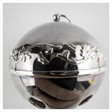 Wallace Silversmiths  1991 "Poinsettias" silver plate Christmas Sleigh Bell Ornament . 21st Edition