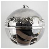 Wallace Silversmiths  1991 "Poinsettias" silver plate Christmas Sleigh Bell Ornament . 21st Edition