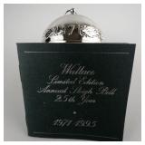 Wallace Silversmiths  1995 "SILVER ANNIVERSARY" silver plate Christmas Sleigh Bell Ornament . Limited Edition 25th Year
