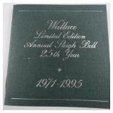 Wallace Silversmiths  1995 "SILVER ANNIVERSARY" silver plate Christmas Sleigh Bell Ornament . Limited Edition 25th Year