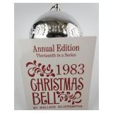 Wallace Silversmiths  1983 "Christmas Candle" silver plate Christmas Sleigh Bell Ornament . Annual Edition. 13th in a Series.