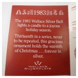 Wallace Silversmiths  1983 "Christmas Candle" silver plate Christmas Sleigh Bell Ornament . Annual Edition. 13th in a Series.