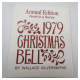 Wallace Silversmiths  1979 "Bustling Christmas Village" silver plate Christmas Sleigh Bell Ornament . Annual Edition. Ninth in a Series.