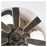 Wallace Silversmiths  1979 "Bustling Christmas Village" silver plate Christmas Sleigh Bell Ornament . Annual Edition. Ninth in a Series.