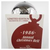 Wallace Silversmiths  1986 "Coasting Children" silver plate Christmas Sleigh Bell Ornament . Limited Edition. 16th in a series.