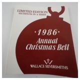 Wallace Silversmiths  1986 "Coasting Children" silver plate Christmas Sleigh Bell Ornament . Limited Edition. 16th in a series.