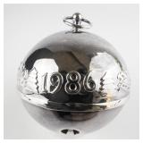 Wallace Silversmiths  1986 "Coasting Children" silver plate Christmas Sleigh Bell Ornament . Limited Edition. 16th in a series.